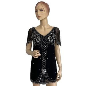 Vintage Lew Magram Collection Women's Embellished Beaded Gatsby Blouse Small